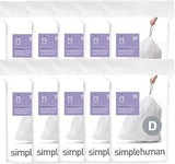 simplehuman Code D 200 Count Custom Fit Liners, Drawstring Kitchen Trash Bags, One-by-One Mess-Free Dispense, Extra Thick & Double Seamed, 50% PCR Plastic, 20 Liter / 5.3 Gallon, White