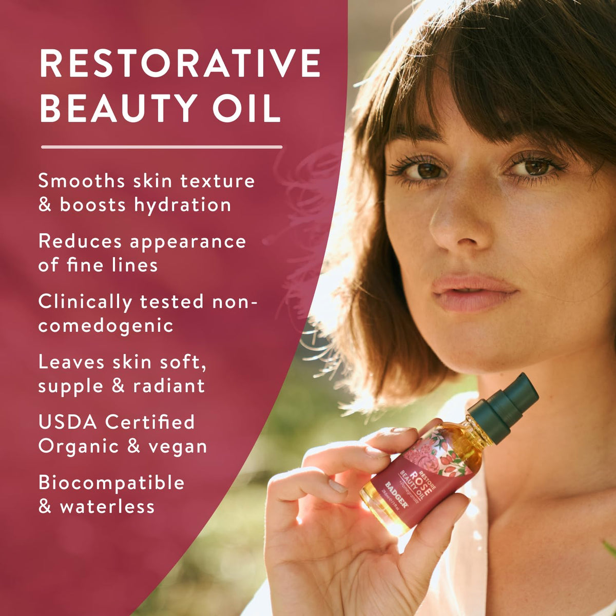 Rose Cleansing Oil & Rose Face Oil - USDA Organic Cleansing & Moisturizing in Glass Bottles by Badger – Commercial Grade
