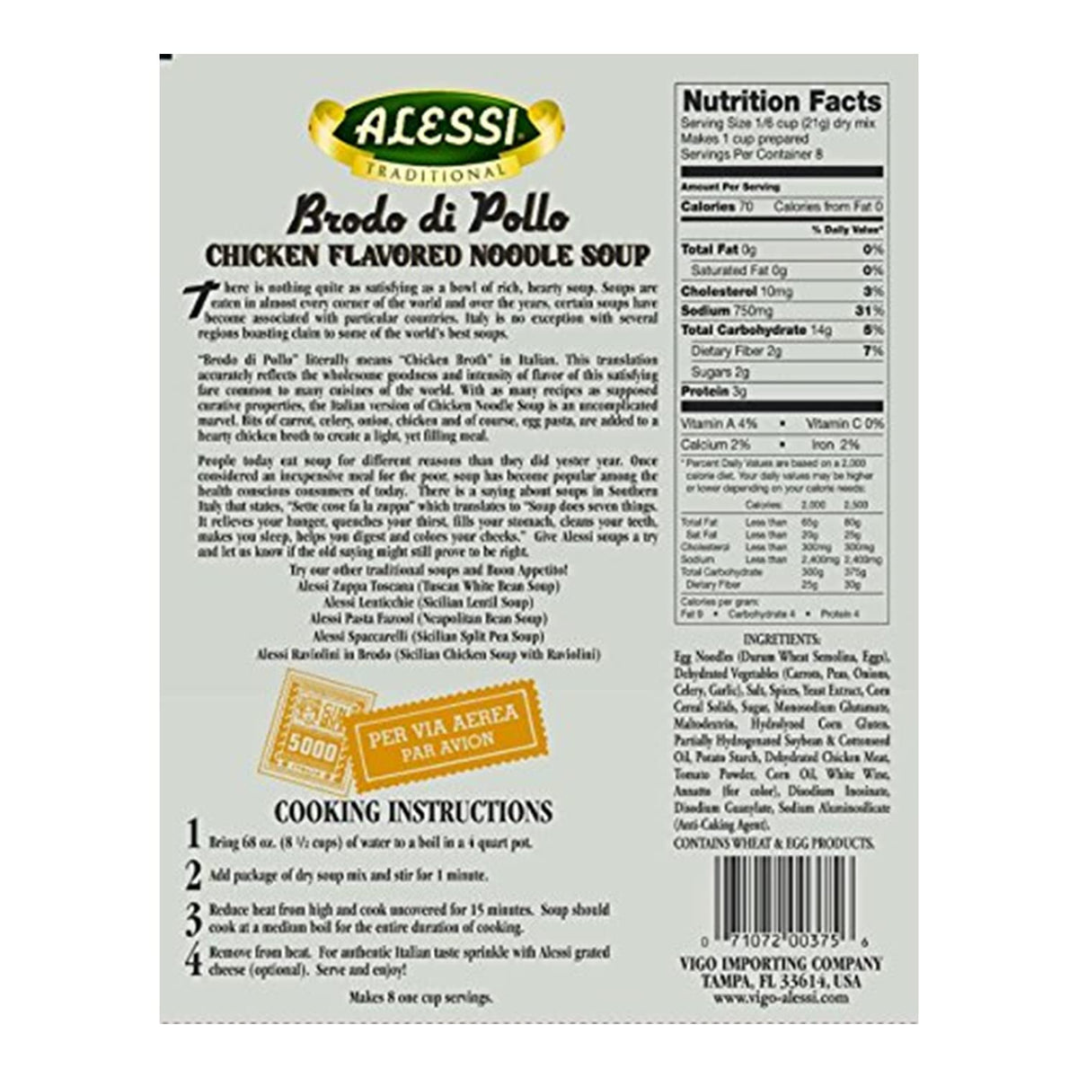 Alessi Chicken Noodle / 6 Ounce (Pack of 6) / 6 Chicken Soups