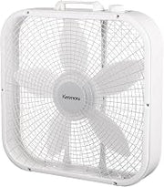 Kenmore: Box Fan - 20" White, 3 Speed Cooling & Airflow, Square Floor Fan, Portable Carry Handle, Mechanical Controls, 5 Blades, Home-Office-Garage