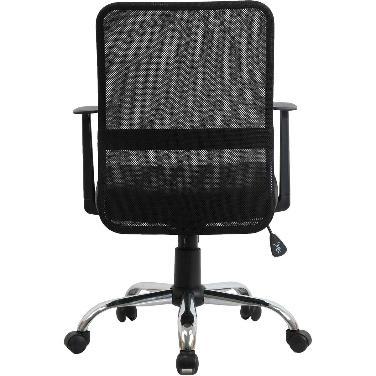 Mesh Back Leather Task Chair with Mid Back & Fixed Arms by Global Industrial – Faux Leather, Black, Model 80156M