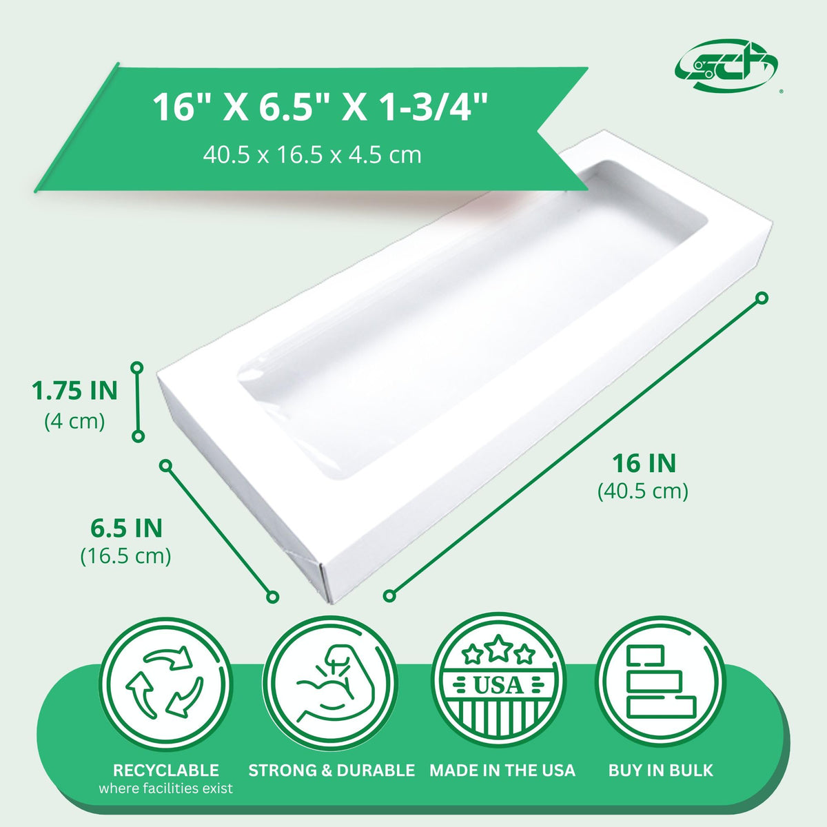 SOUTHERN CHAMPION TRAY White / 16" x 6.5" x 1.75" / White Window Bakery Take Out Containers