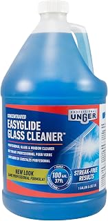 UNGER Professional Streak-Free EasyGlide Glass Cleaner Concentrate, 1 Gallon, Ammonia-Free, Makes 100 Gallons of Solution, Safe for Tinted Windows, LOW-E, Windshields and Mirrors