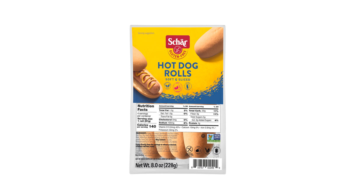 Schär Hot Dog buns / 4 pack Hamburger Buns