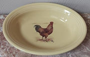 Fiesta Oval Baker - w/Chicken Rooster - Ivory - HLC USA - Retired