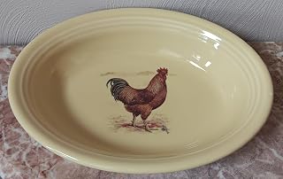Fiesta Oval Baker - w/Chicken Rooster - Ivory - HLC USA - Retired