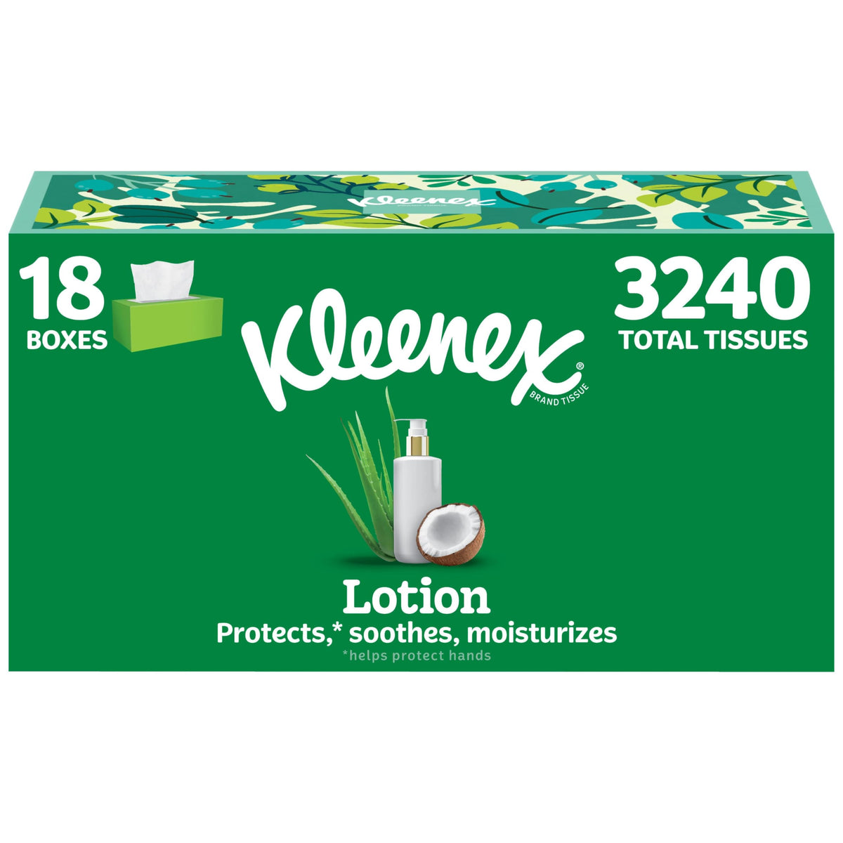 Lotion Facial Tissues by Kleenex – 1 Count (Pack of 18), Paper, White, Pack of 18, Model 10036000597377