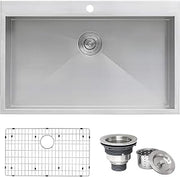 Ruvati RVH8000 Drop-in Overmount 33" x 22" Kitchen Sink 16 Gauge Stainless Steel Single Bowl