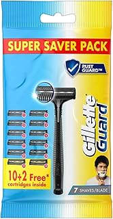 Gillette Guard Shaving Razor for Men (1 Razor with 12 blades) | Super Value Pack with upto 1 year of shaving | Safety comb and flexible head for a safe shave
