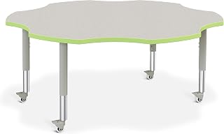 Jonti-Craft Berries 6458JCM130 Six Leaf Activity Table - 60", Mobile - Freckled Gray/Key Lime/Gray