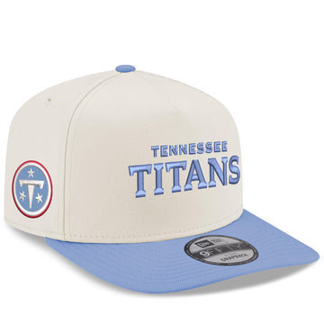 Men's Cream/Light Blue Tennessee Titans Wordmark 9FIFTY A-Frame Snapback Hat by New Era – 100% Polyester Woven, Model Sp26 Nfl Wordmark A-frame Pre-curved 9fifty