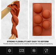 Walfos Half Ball Silicone Mold, 5 Cavity Extra Large, Set of 3