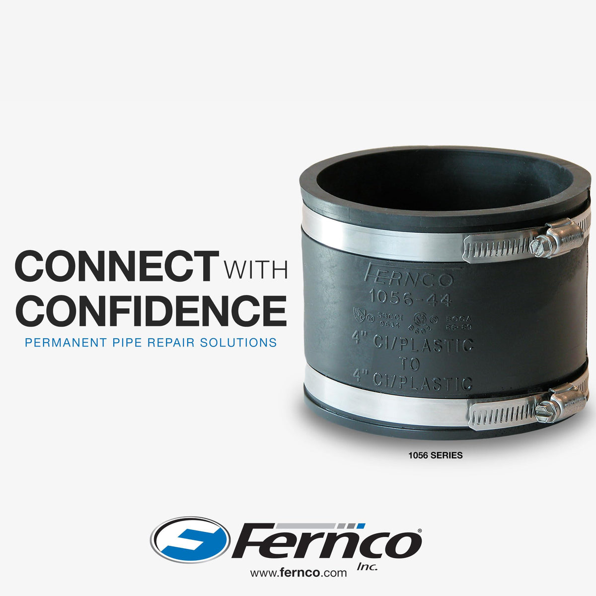 3 In. x 2 In. Flexible PVC Coupling - 1 Each by Fernco – 3.5" x 2.38" x 4", Polyvinyl Chloride, Black, Model P1056-32