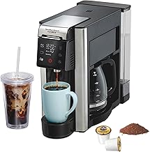 Hamilton Beach FlexBrew Advanced 5-in-1 Programmable 12 Cup Drip and Single Serve Hot & Iced Coffee Maker with Movable 60 oz. Water Reservoir, Fast Brewing, Black R49965 (Renewed)