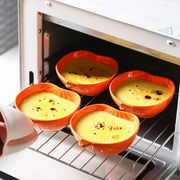 Yeexoxow Pumpkin Bowls, 6 Ounce Ceramic Ramekins, Set of 6, Orange