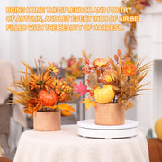 Yingqiwish Fall Table Centerpiece, Artificial Pumpkin Arrangement, Set of 2