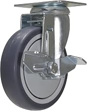 Vestil CST-B28-5X1TPR-SWB Thermoplastic Rubber Swivel with Brake Caster 5 in. Diameter x 1 in. Width 308 Lb. Capacity Dark Gray/Light Gray