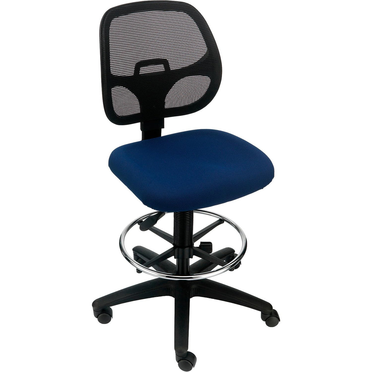 Armless Mesh Drafting Stool by Global Industrial – Plastic, Blue, Model A2813TMIX-BL