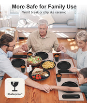 Quatish Dinnerware Set, 24 Piece Service For 6, Black