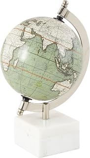 Deco 79 Marble Globe with Marble Base, 6" x 5" x 9", White