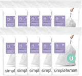 simplehuman Code U 200 Count Custom Fit Liners, Heavy-Duty Commercial Drawstring Trash Bags, One-by-One Mess-Free Dispense, Extra Thick & Double Seamed, 50% PCR Plastic, 80 Liter / 21 Gallon, White