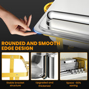 Powerfuel Rectangular Chafing Dishes, 11 Quart, 4 Pack with Tongs