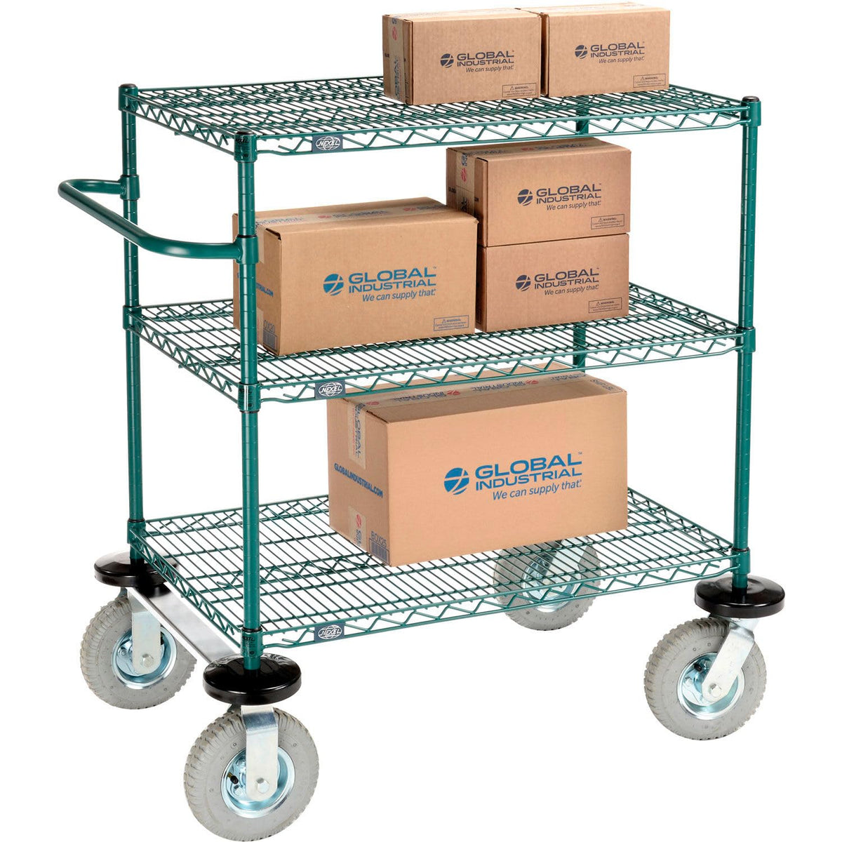 3 Shelf CART by Nexel – Alloy Steel, Green Epoxy, Model SC2436NG3