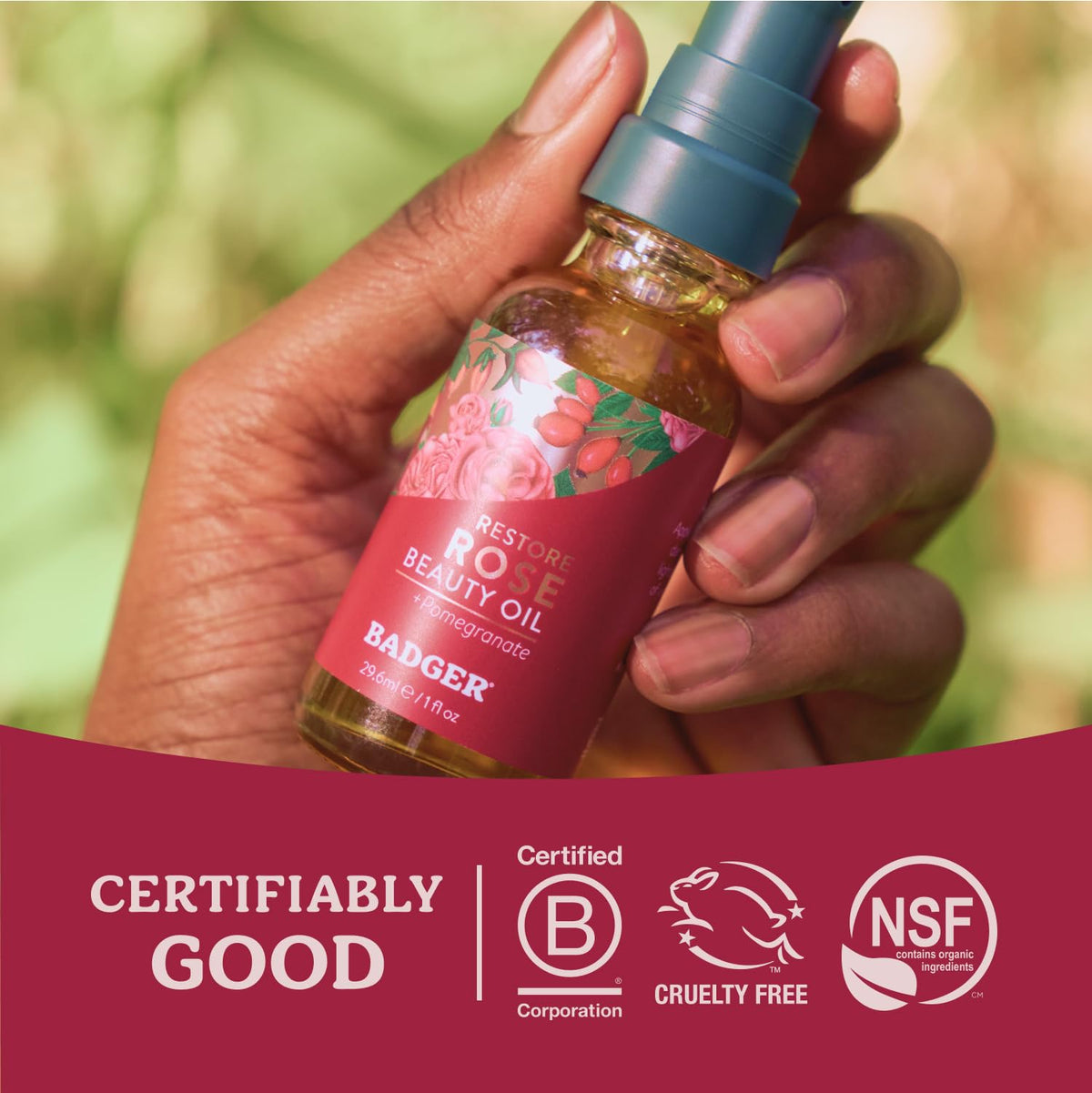 Rose Cleansing Oil & Rose Face Oil - USDA Organic Cleansing & Moisturizing in Glass Bottles by Badger – Commercial Grade
