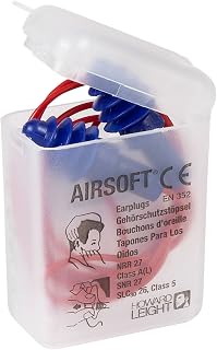 Howard Leight Honeywell 1030612 Airsoft Reusable Earplugs Red Poly Cord