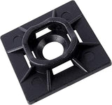 Gardner Bender 45-MBUVB Cable Tie Mounting Base, 1 inch x 1 inch, Screw and Adhesive Back, Electrical Wire and Cord Management, Nylon Zip Tie, 5 Pk, UV Resistant Black