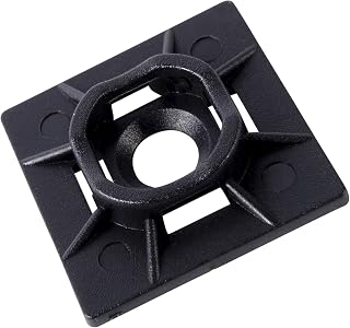 Gardner Bender 45-MBUVB Cable Tie Mounting Base, 1 inch x 1 inch, Screw and Adhesive Back, Electrical Wire and Cord Management, Nylon Zip Tie, 5 Pk, UV Resistant Black