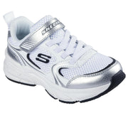 Retro-Graph Sneakers Girls by Skechers – Synthetic, White Pu Silver Mesh, Model 303692L WSL