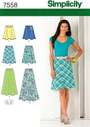 Simplicity 7558 H5 Pattern Gored Skirt & Flared Skirt in 3 Lengths Size 2 & - 40 32