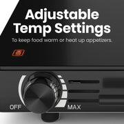 Chefman Electric Warming Tray, Adjustable Temp, 21 x 16 Inch Glass Surface, Black