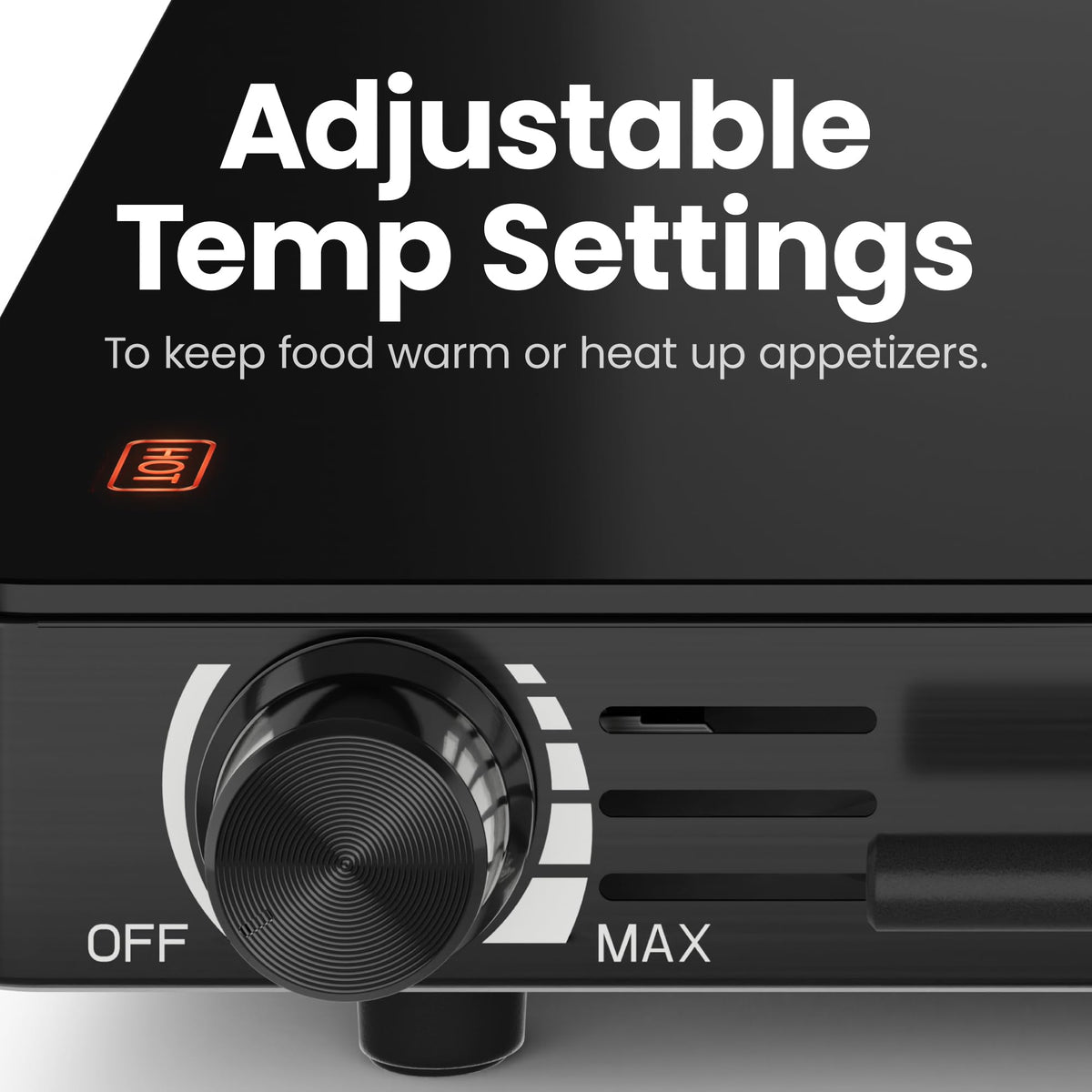 Chefman Electric Warming Tray, Adjustable Temp, 21 x 16 Inch Glass Surface, Black