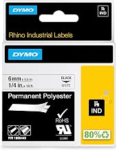 DYMO Rhino Industrial Permanent Polyester Labels, 1/4", Black Print on White Tape