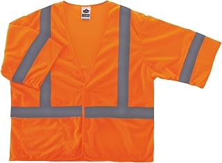 Ergodyne GloWear 8310HL ANSI Class 3 Economy High Visibility Orange Reflective Safey Vest with Sleeves, Large/X-Large
