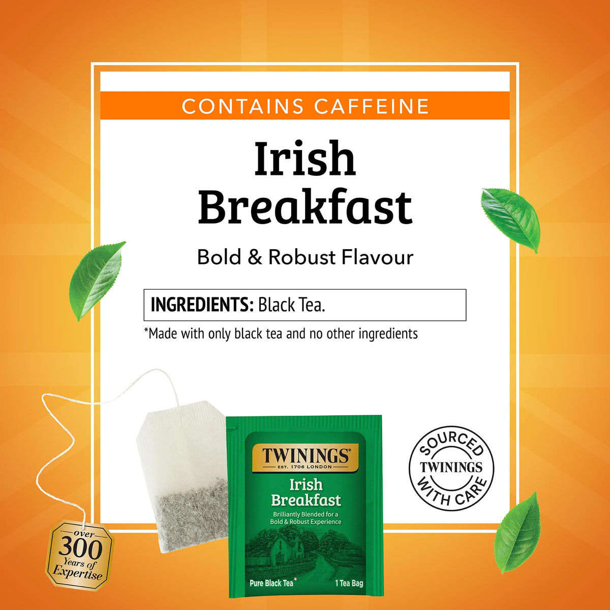 Irish Breakfast Black Tea Individually Wrapped Bags by Twinings – 20 Count (Pack of 6), Pack of 6, Model 05328