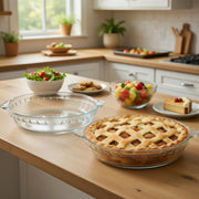 Uiifan Mini Glass Pie Pan, 9 Inch Clear Baking Dish with Handles, Set of 2