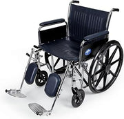Medline Excel Extra-Wide Wheelchair with 24" Seat, Full-Length Arms, Elevating Leg Rests, and Chrome Frame - Bariatric, Premium Mobility Aid for Enhanced Comfort and Durability