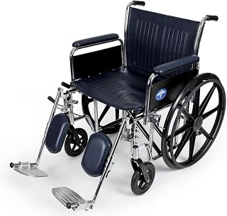 Medline Excel Extra-Wide Wheelchair with 24" Seat, Full-Length Arms, Elevating Leg Rests, and Chrome Frame - Bariatric, Premium Mobility Aid for Enhanced Comfort and Durability