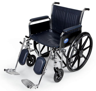 Excel Extra-Wide Wheelchair with 24" Seat by Medline – 24" x 18", Latex Free, Blue, Model MDS806950FLA
