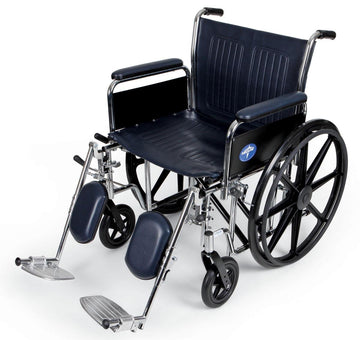 Excel Extra-Wide Wheelchair with 24" Seat by Medline – 24" x 18", Latex Free, Blue, Model MDS806950FLA