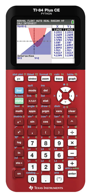 TI-84 Plus CE Color Graphing Calculator by Texas Instruments – Small, Plastic, Radical Red, Model 84CEPY/FC/1L1/E3
