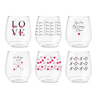 TOSSWARE POP 14oz Vino Love Wins Series, SET OF 6, Premium Quality, Recyclable, Unbreakable & Crystal Clear Plastic Printed Glasses