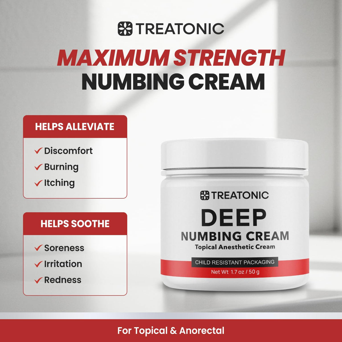 Maximum Strength Numbing Cream: Numbing Cream for Discomfort by Treatonic – 1.7 Ounce (50 g), Black-b, Model SV-Q3ZO-JC9S