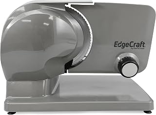 EdgeCraft Electric Meat Slicer For Home Use With Adjustable Thickness Control & Tilted Food Carriage with Easy Clean Removable 7 Inch Stainless Steel Blade, 100-Watts, Gray