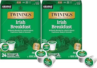 Twinings Irish Breakfast Black Tea K-Cup Pods for Keurig, 24 Count (Pack of 2), Robust, Strong, Bold Flavour, Caffeinated, Enjoy Hot or Iced