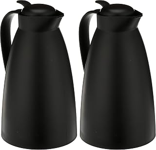 Alfi Glass Vacuum Frosted Plastic Carafe, 1 L, Black (AG2800BK2) (Pack of 2)