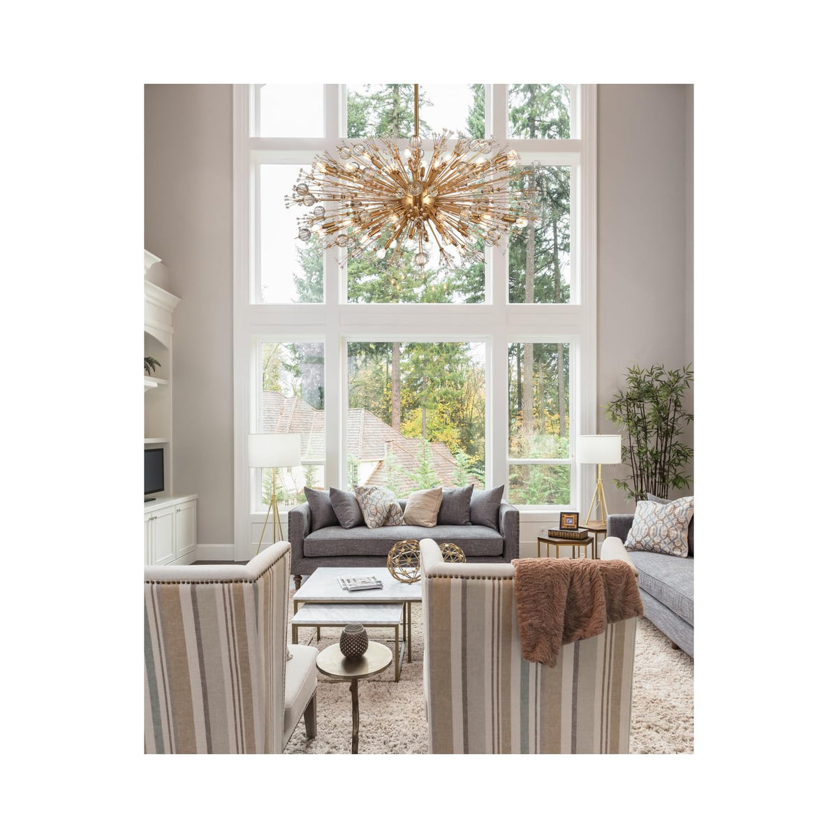 Vera 38 Light Pendant by Lighting Design – Metal, Clear, Model 2550D48SG